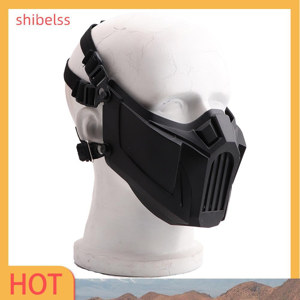 （ʚshibelss）TPR Half Face Mask Outdoor Protective Paintball Airsoft Cosplay Helmet Mask