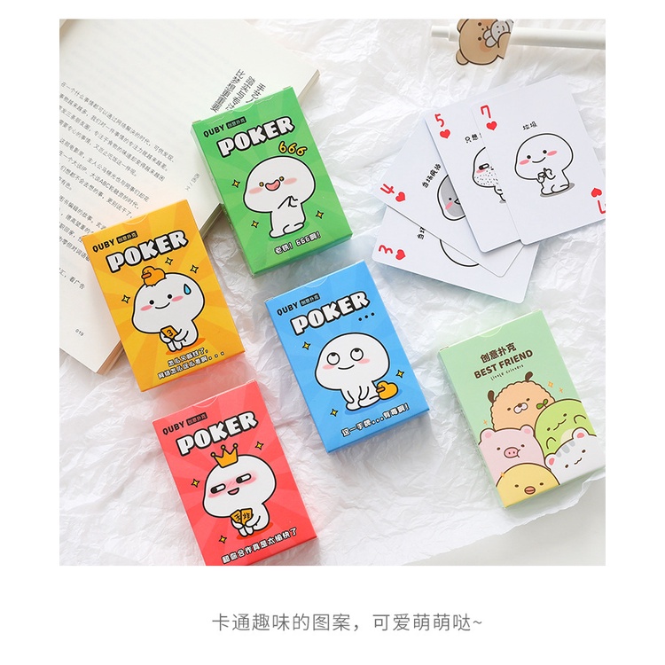 Bộ bài tây, tú lơ khơ họa tiết dễ thương poker 52 lá in hình cute ngộ nghĩnh, hoạt hình siêu đáng yêu