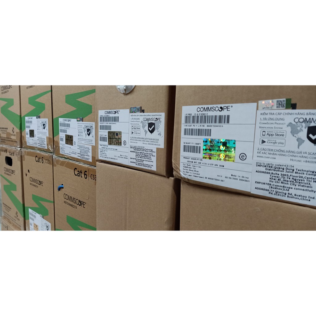 Dây cáp mạng bấm sẵn 2 đầu Cat5 dài 3m, 5m, 10m, 15m, 20m chính hãng AMP/Commscope