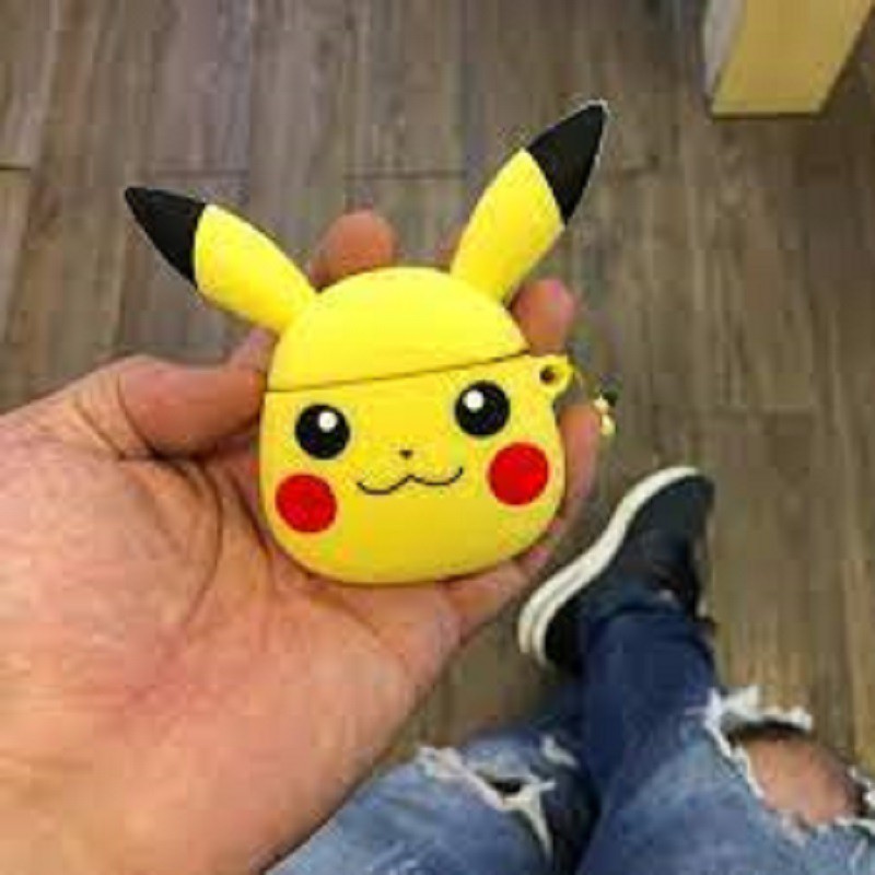 Airpods Case ⚡ Freeship ⚡ MẶT PIKACHU - Case Tai Nghe Không Dây Airpods 1/ 2/ Pro/ i12 -Tuancase