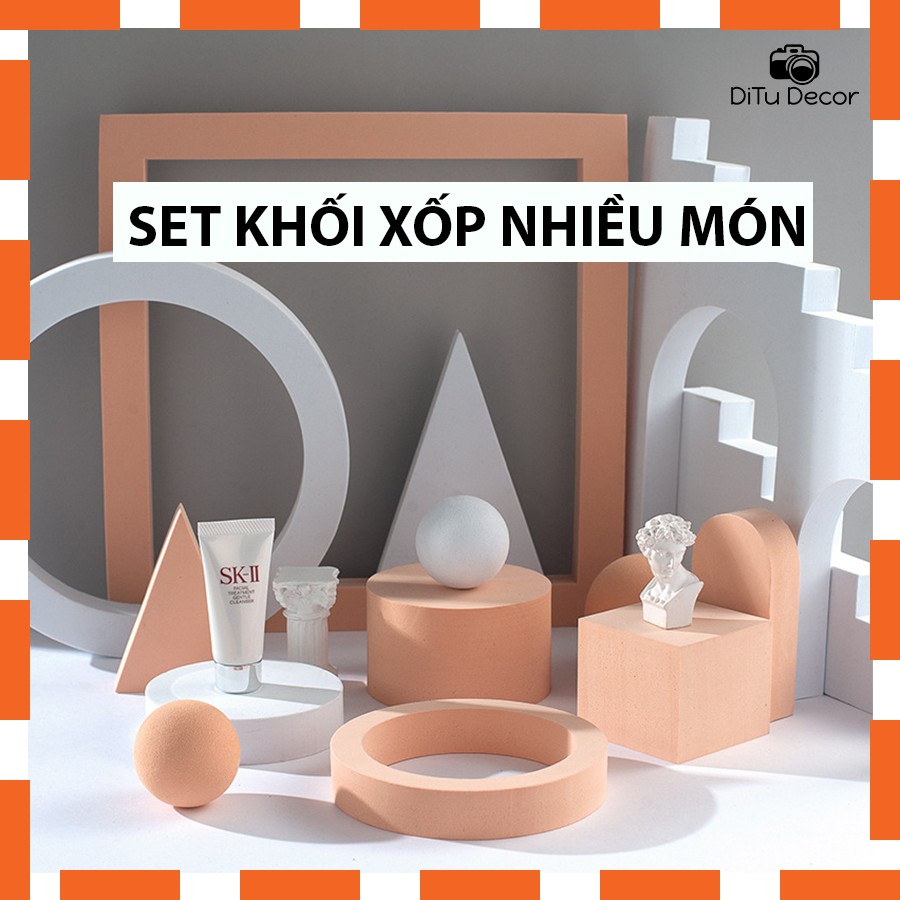 Combo khối xốp hình học màu trắng - khối decor chụp ảnh - DiTu Decor