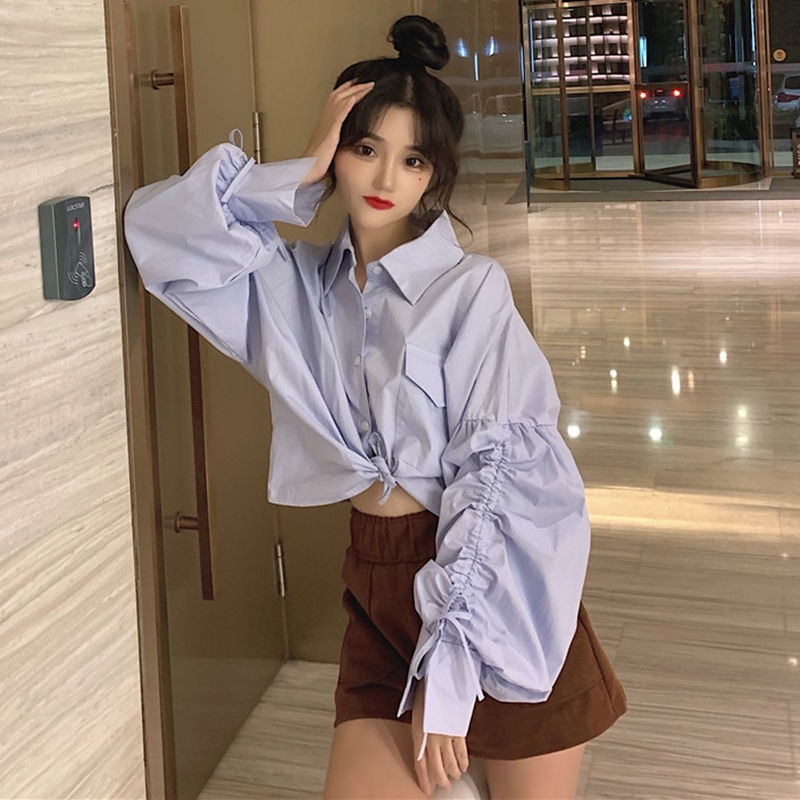 Short Sleeve Wide Sleeve Shirt With Drawstrings Spring Autumn 2022 Fashion For Women