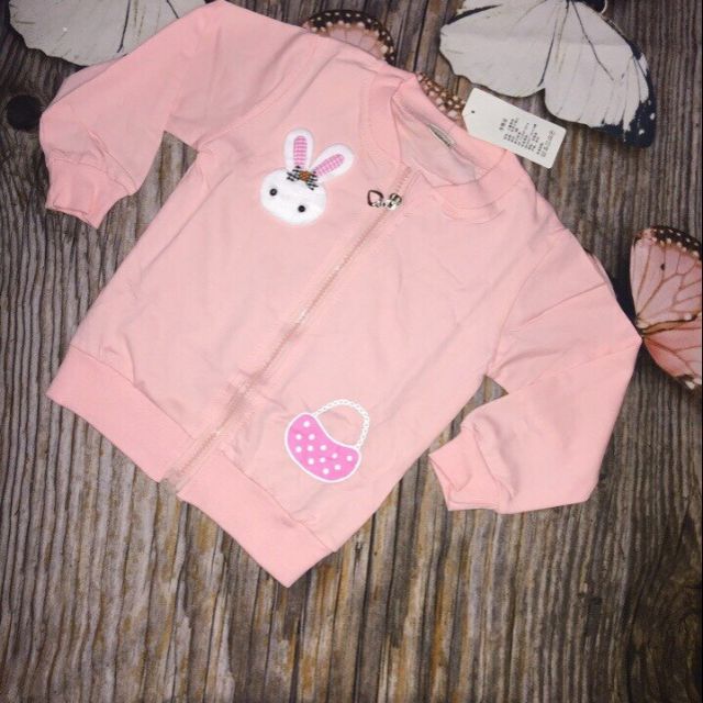 Áo khoác da cá cotton hồng cho bé