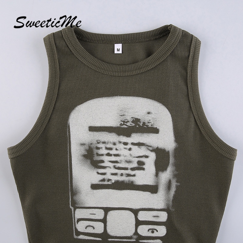 Áo Sát Nách In Họa Tiết Trừu Tượng Tương Phản Thời Trang Mới Cho Nữ | BigBuy360 - bigbuy360.vn