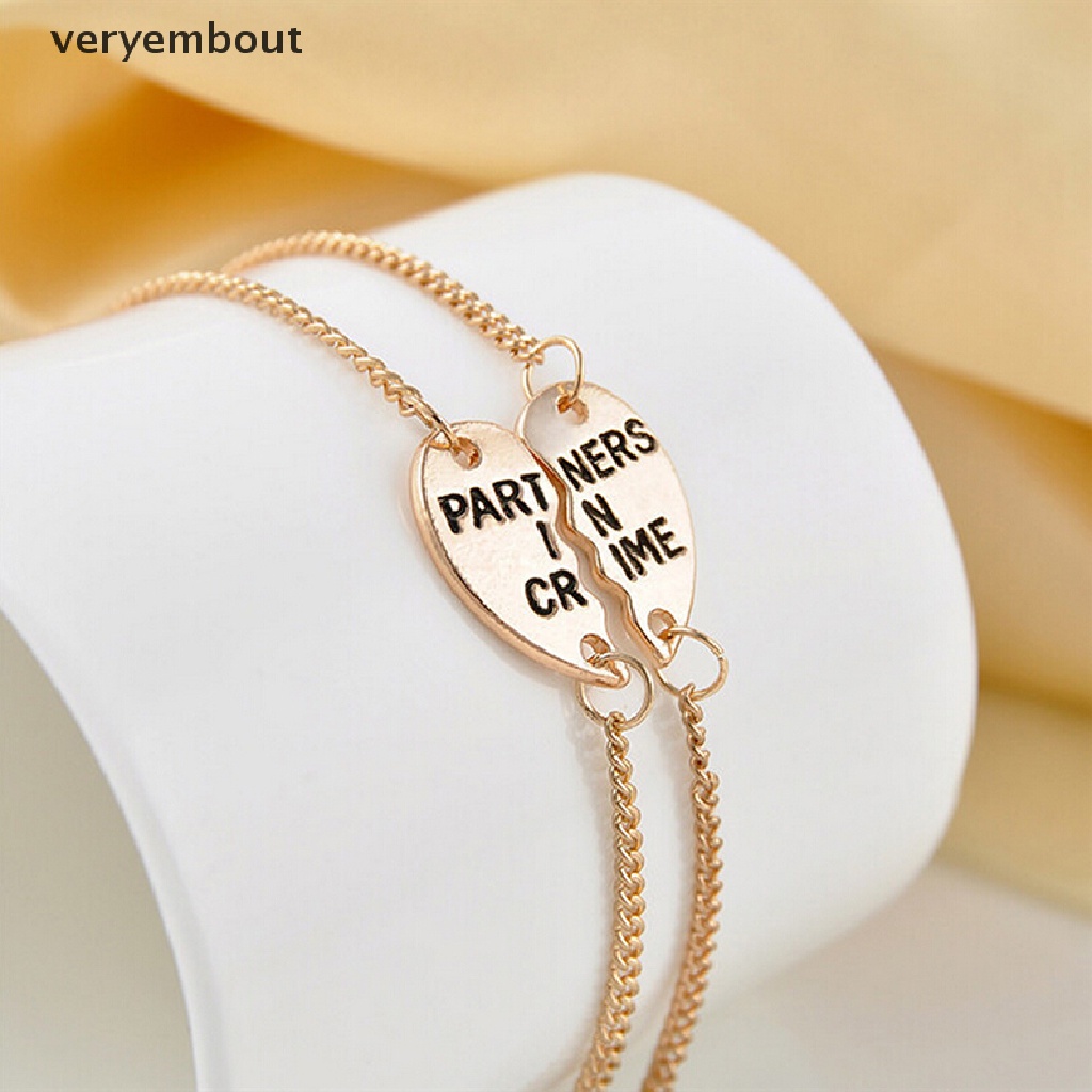 Set 2 Vòng Tay Mặt Trái Tim Chia Đôi Khắc Chữ Best Friends Forever