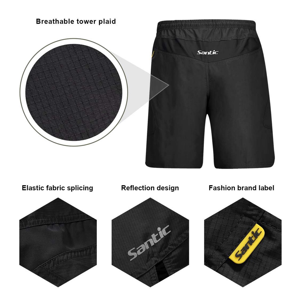Santic Quần Short Đạp Xe Thường Ngày Cho Nam Quần Lót Dáng Rộng Có Đệm 3D Quần Lót Xe Đạp Leo Núi Thoải Mái K7MB032