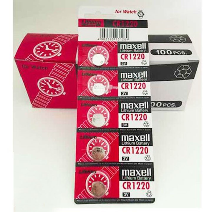 Vỉ 5 viên pin Maxell CR1220 1220 Lithium Chính Hãng Japan