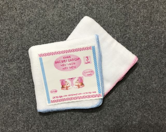 Khăn sữa xô siêu mềm Kiba 3 lớp cho bé sơ sinh (sét 10 chiếc)