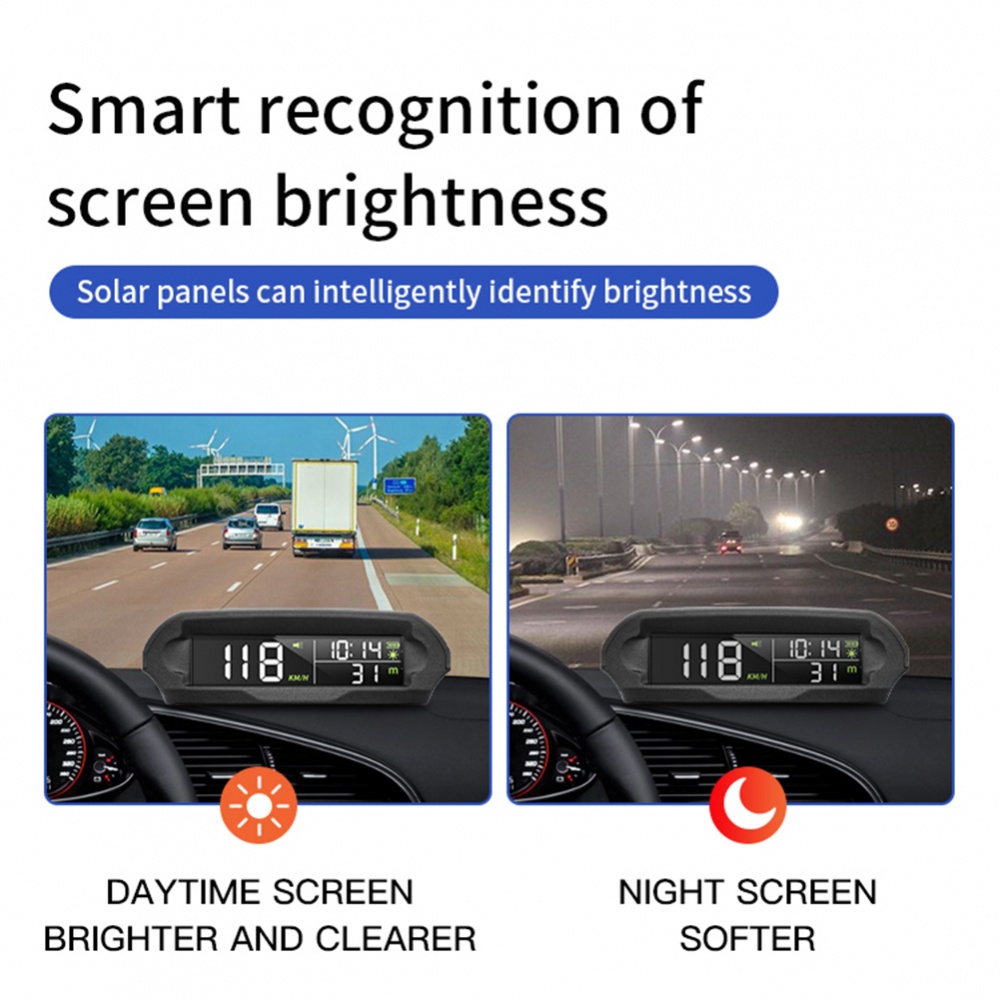 Wireless Car HUD Head Up Display Solar Panel Digital Speedometer Universal GPS