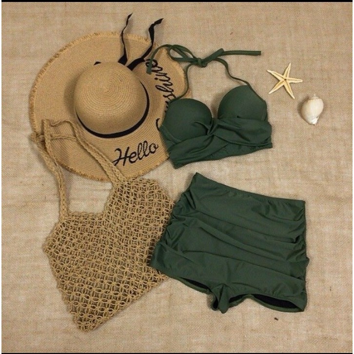 Bikini đồ bơi đi biển 2 mảnh lưng cao áo croptop VATIXA BKN31