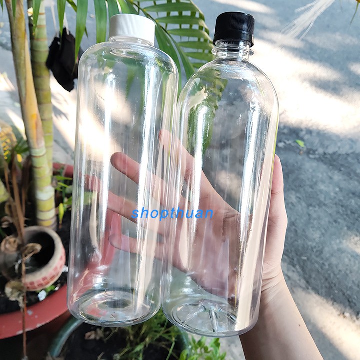 Chai Nhựa PET 1000ml ( 1 Lít ) Tròn Nắp Đen