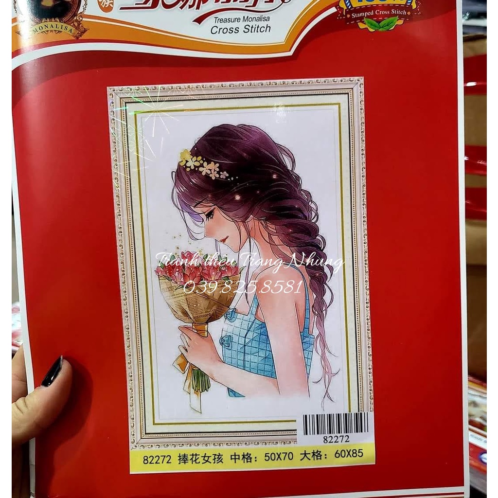 Tranh thêu chữ thập Thiếu nữ 82272 50x70cm