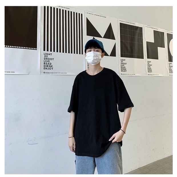 Áo thun đen trơn tay lỡ K11