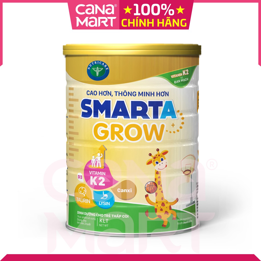 Sữa bột Nutricare Smarta Grow cho trẻ thấp còi phát triển não bộ, phát triển chiều cao, tăng chiều cao (400g)