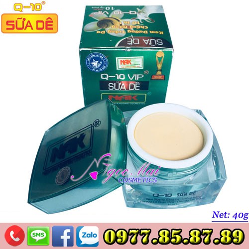 Kem trắng da, Chống nắng, Se khít lỗ chân lông, Làm mờ vết thâm 10 tác dụng Q-10 Sữa Dê (40g)