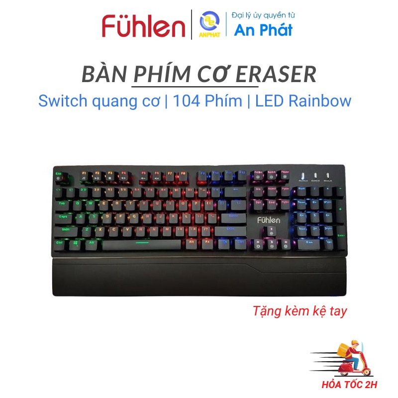 Bàn phím cơ Fuhlen Eraser Mechanical Blue Switch (Layout 104 phím | vỏ kim loạị | LED 7 Màu) - BH 24 tháng