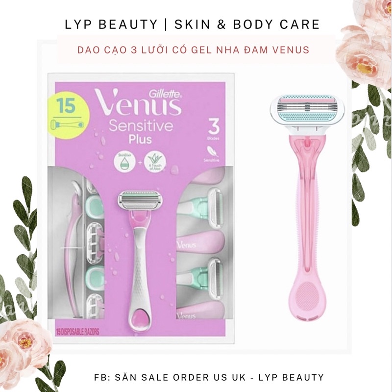 Dao Cạo Venus Sensitive Plus 3 lưỡi có rãnh bôi trơn Nha Đam Mẫu Mới