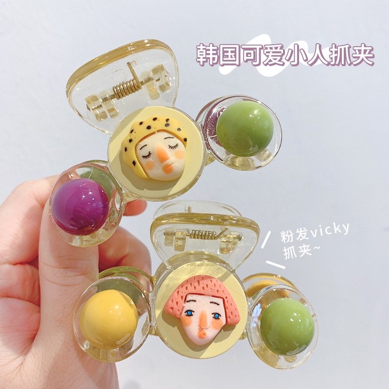 Hoạt Hình Kẹp Tóc Hình Búp Bê Trong Suốt Phong Cách Hàn Quốc
