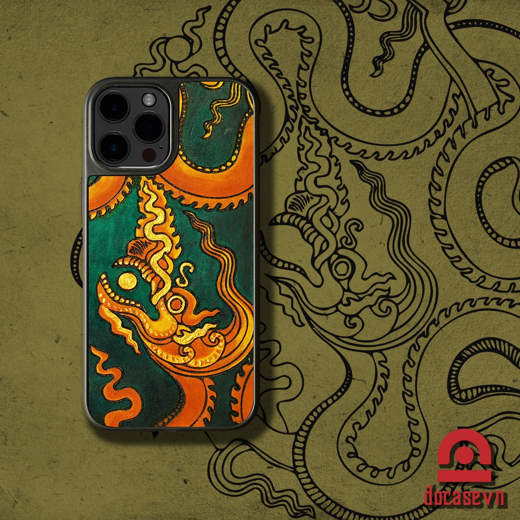 Ốp da Đỏ Case - Mẫu Rồng Thời Lý  - Ốp iphone/samsung - Docase.vn