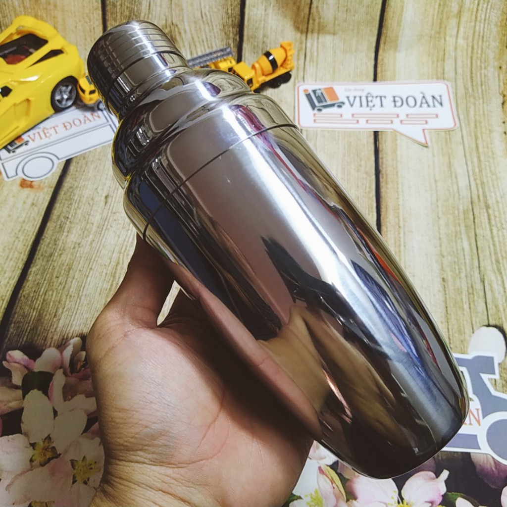 Bình lắc Shaker INOX pha chế Cocktail cà phê trà sữa, nước trái cây. Dụng cụ định lượng 500ml, 700ml