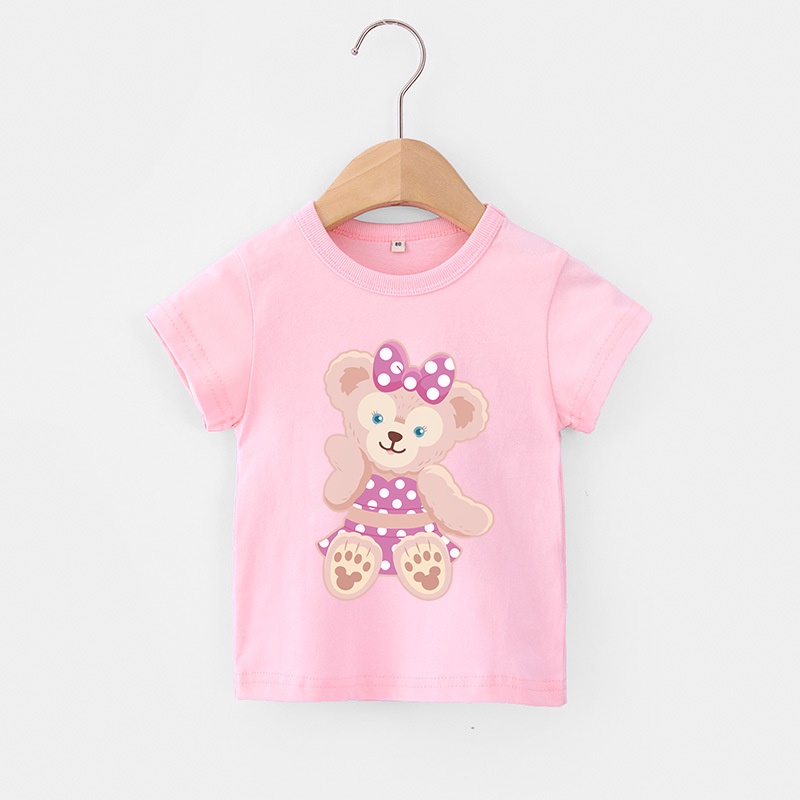 Áo thun cotton mềm mại in họa tiết động vật hoạt hình thời trang cho bé