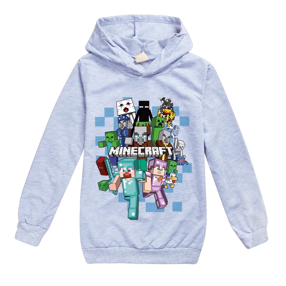 Áo Hoodie Dài Tay In Hình Game Minecraft Cho Bé Trai Từ 4-15 Tuổi