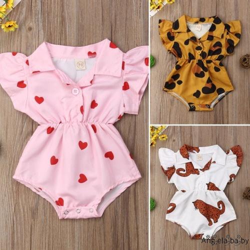 Bộ jumpsuit tay ngắn vải cotton mềm mại và đáng yêu cho bé gái