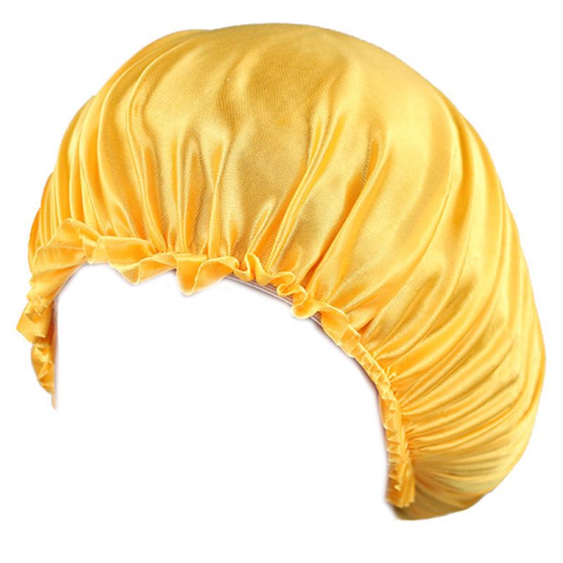 Mũ Trùm Tóc Bằng Vải Satin Co Giãn Màu Trơn Chống Rụng Tóc Khi Tắm / Salon Dành Cho Nữ