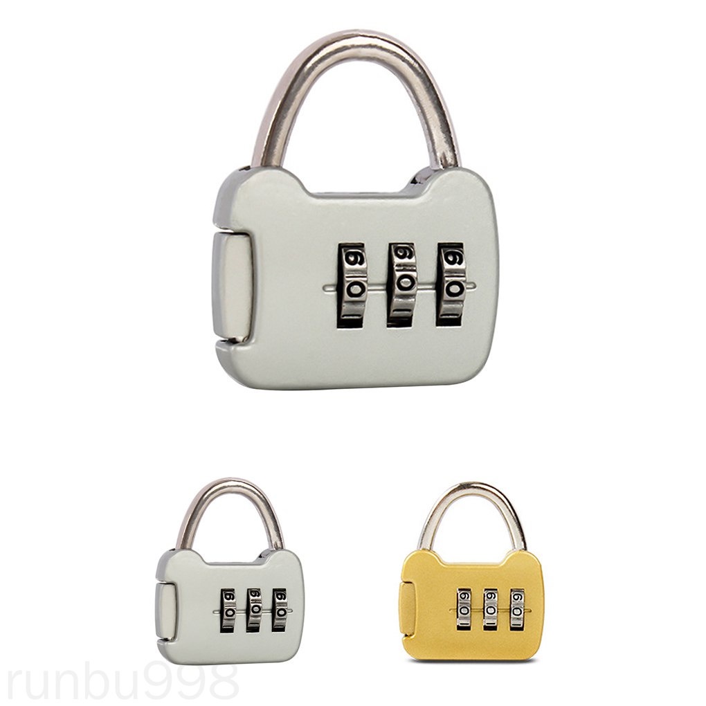 Ổ khóa mật khẩu 3 chữ số mini bằng hợp kim an toàn cho vali hành lý Runbu998