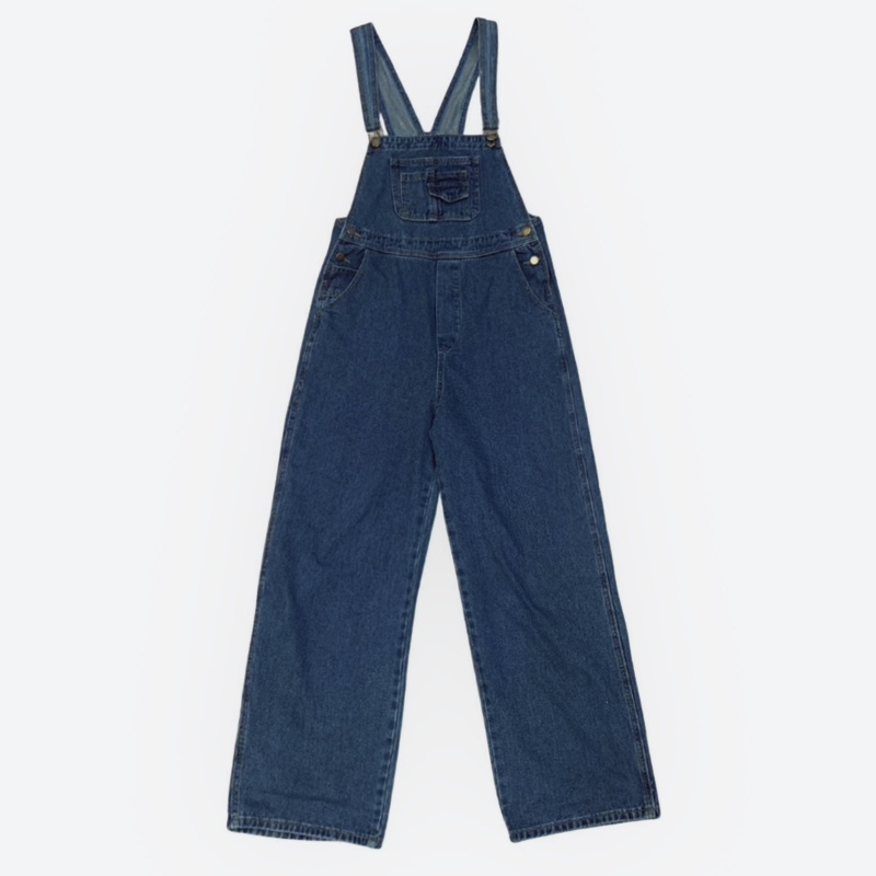 Quần yếm denim ống rộng phong cách Hàn Quốc cá tính dành cho nam và nữ 198575