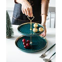 Khay sứ dạng 2,3 tầng đựng hoa quả cao cấp các màu