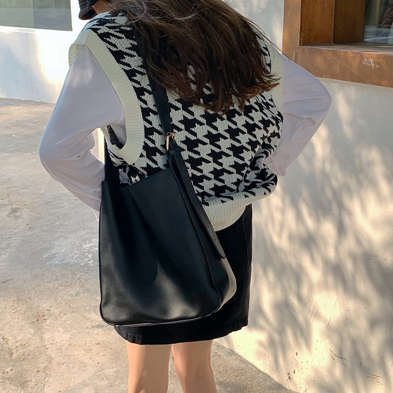 DUNEA Áo khoác len không tay cổ chữ V màu sắc thời trang cho nữ