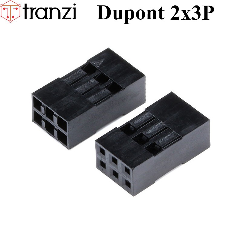 Vỏ header 2.54mm dupont 2x3P 14mm đen - túi 50 cái