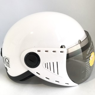 Mũ bảo hiểm nửa đầu cao cấp - Dành cho người đầu nhỏ hoặc trẻ em trung học - GRS A08K - Trắng bóng - Vòng đầu 54-56cm