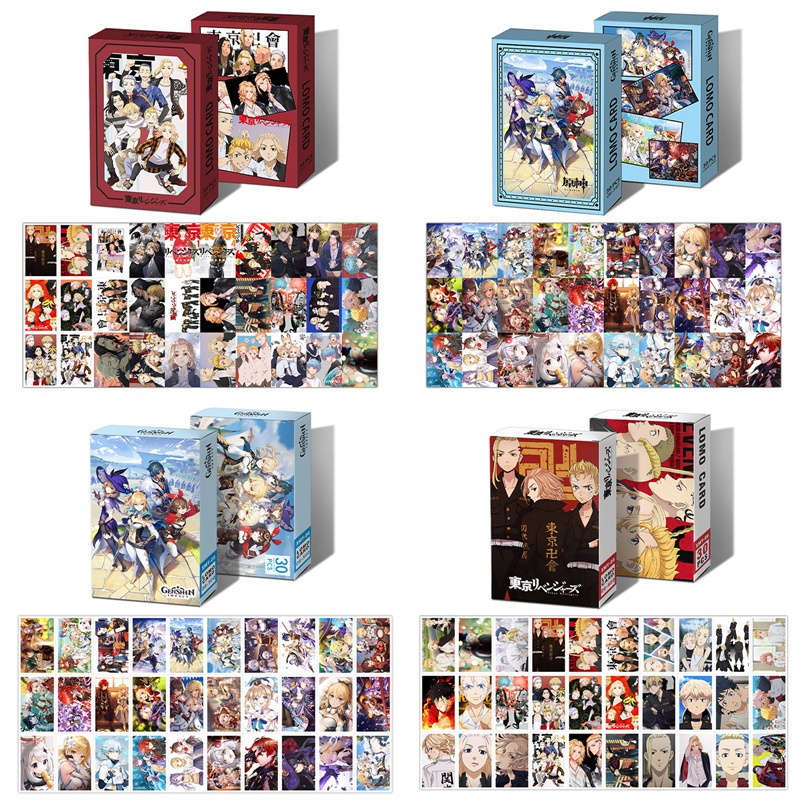 Set 30 tấm thẻ ảnh lomo hình nhân vật anime Attack On Titan Jujutsu Kaisen độc đáo