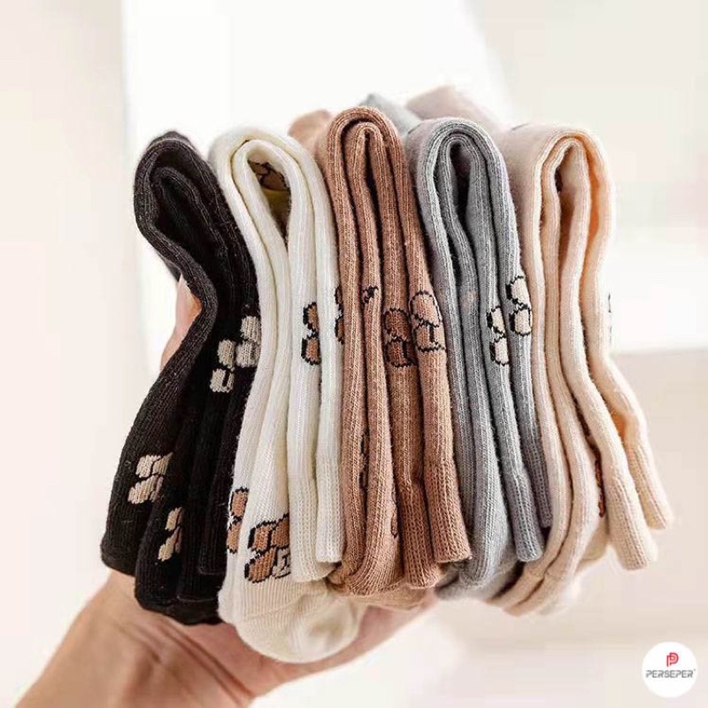 Tất cổ cao hình gấu  🌸 tất nữ chất liệu cotton co giãn bốn chiều 🌸