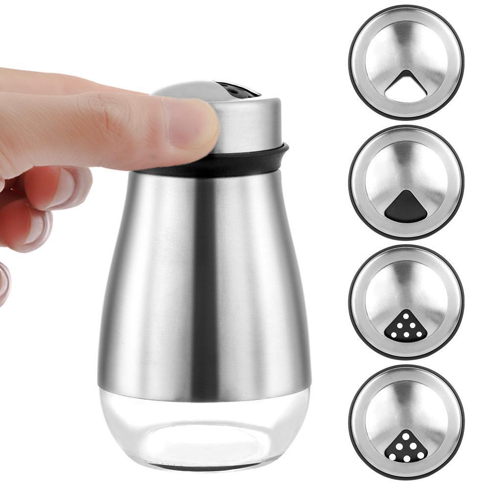 Bình Lắc Tiêu Bằng Kính Thép Không Gỉ Có Lỗ Rót Tiện Dụng Cho Nhà Bếp