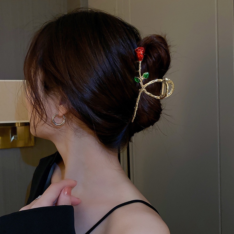 Kẹp Tóc Hình Hoa Hồng/Lá/Chữ Thập/Chữ Thập Đơn Giản Cá Tính Thời Trang
