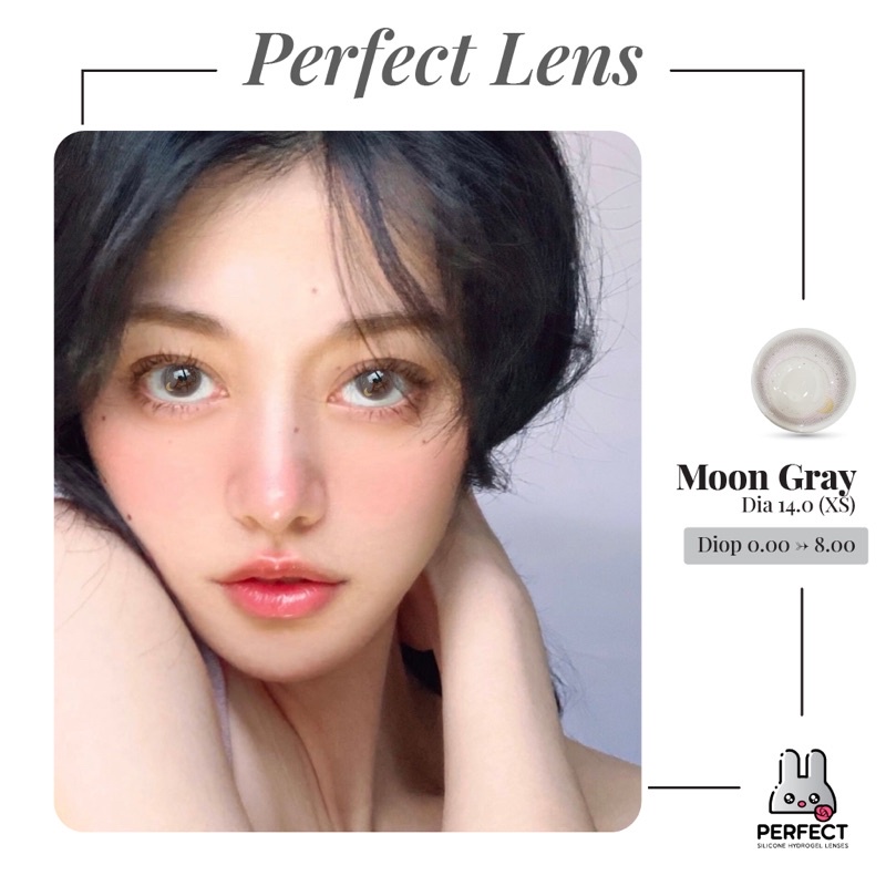 Lens Mắt , Kính Áp Tròng MOON GRAY Có Độ Cận và Không Độ , DIA 14.0 , Cho Mắt Nhạy Cảm Giá Sale