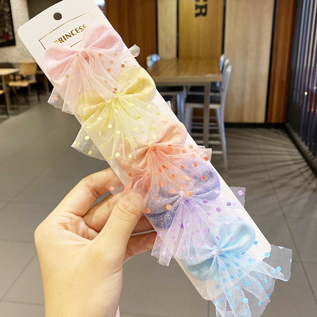 Set 5 Kẹp tóc KIDSBOWS hình nơ xinh xắn thời trang cho bé gái