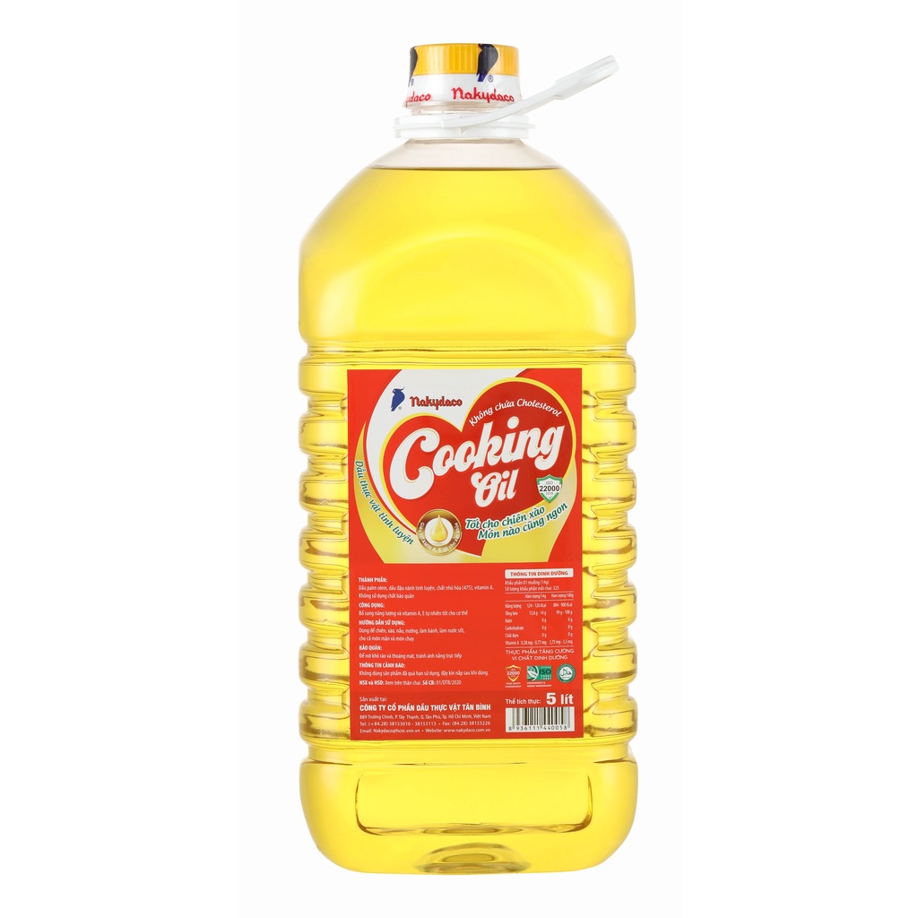 Dầu Ăn Nakydaco Cooking Oil Chai 5L–Cung Cấp Dầu Ăn Giá Sỉ Cho Nhà Hàng-Quán Ăn-Hội Từ Thiện