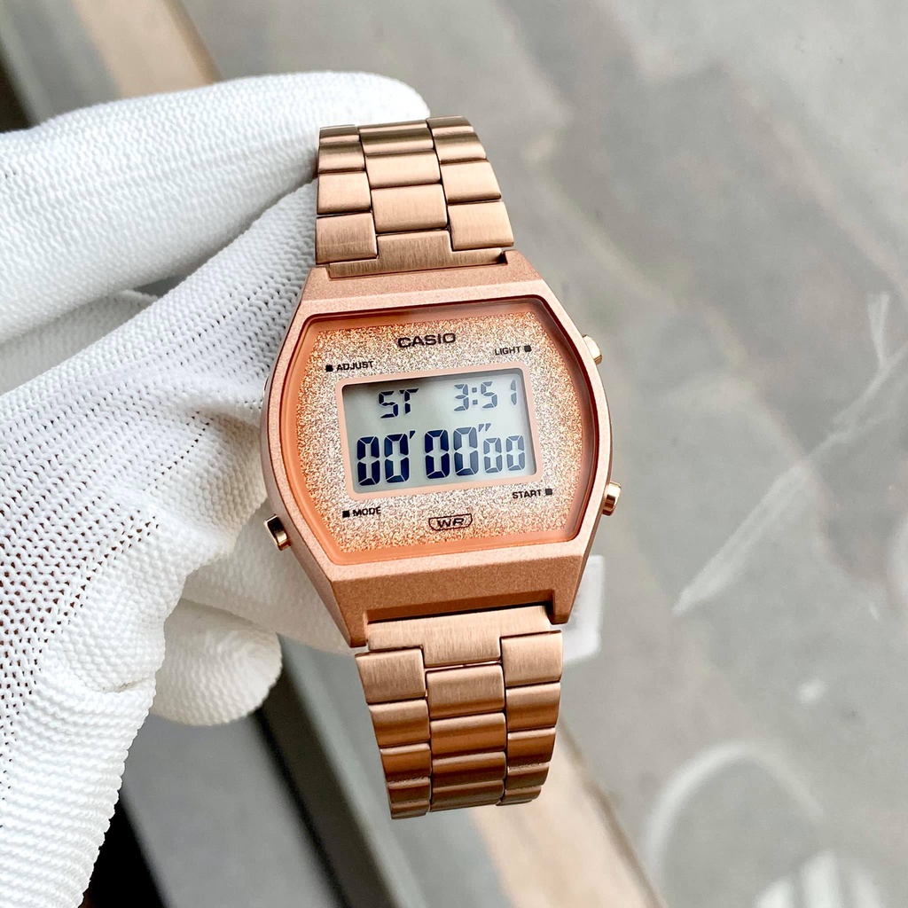 Đồng hồ Nữ Casio B640, đồng hồ chính hãng, phiên bản mặt nhũ, điện tử, phong cách cổ điển