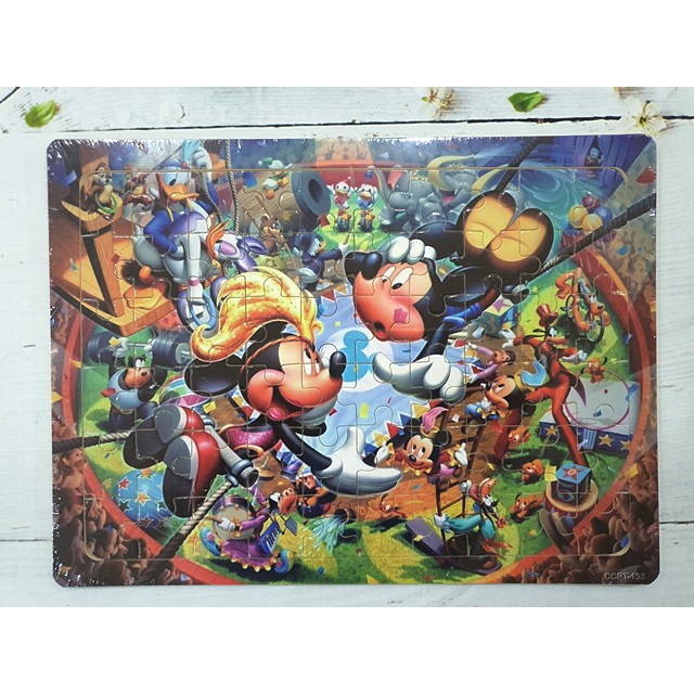 Tranh ghép hình puzzle gỗ 60 pcs - Loại khổ to A4 có nền gỗ và tranh mẫu để bé ghép theo