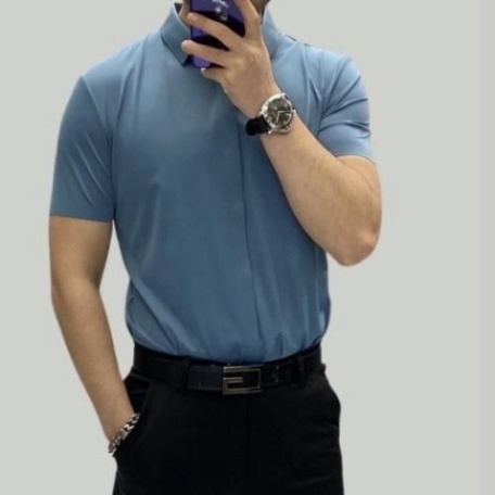 Áo sơ mi nam . sơ mi nam tay ngắn giấu khuy chất lụa co giản form body thời trang công sở , du lịch... Men87_store