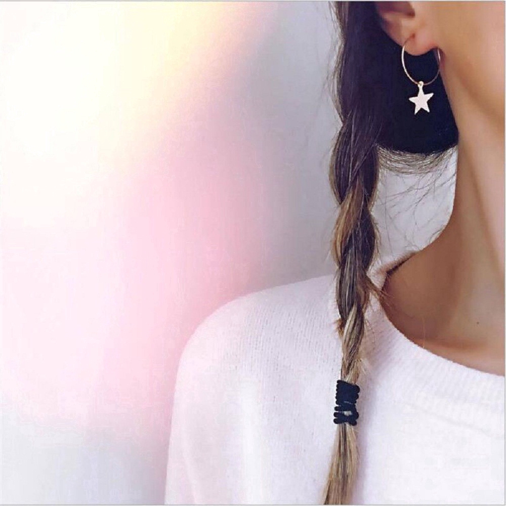fashion woman Simple circle dangle Hook Earrings Wedding Party gold star pendant jewelry