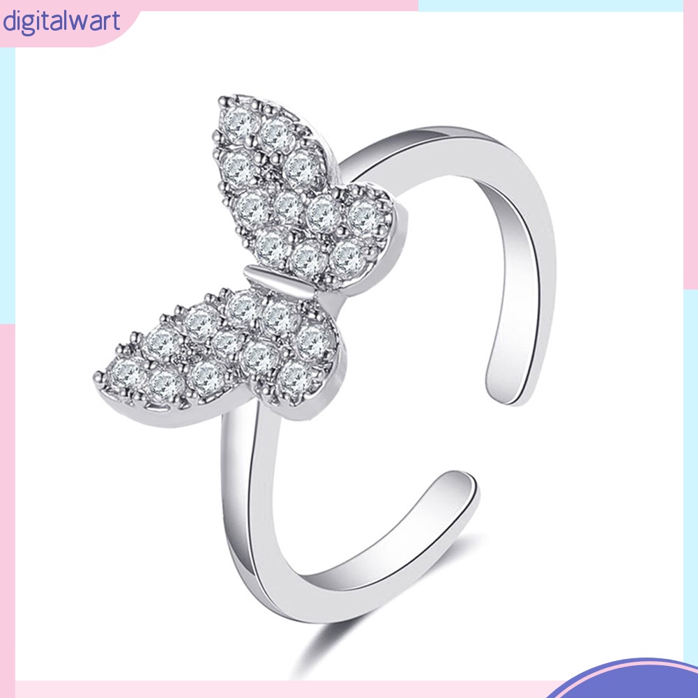 Nhẫn Hợp Kim Hở Hình Bướm Đính Đá Thời Trang Cho Nữ