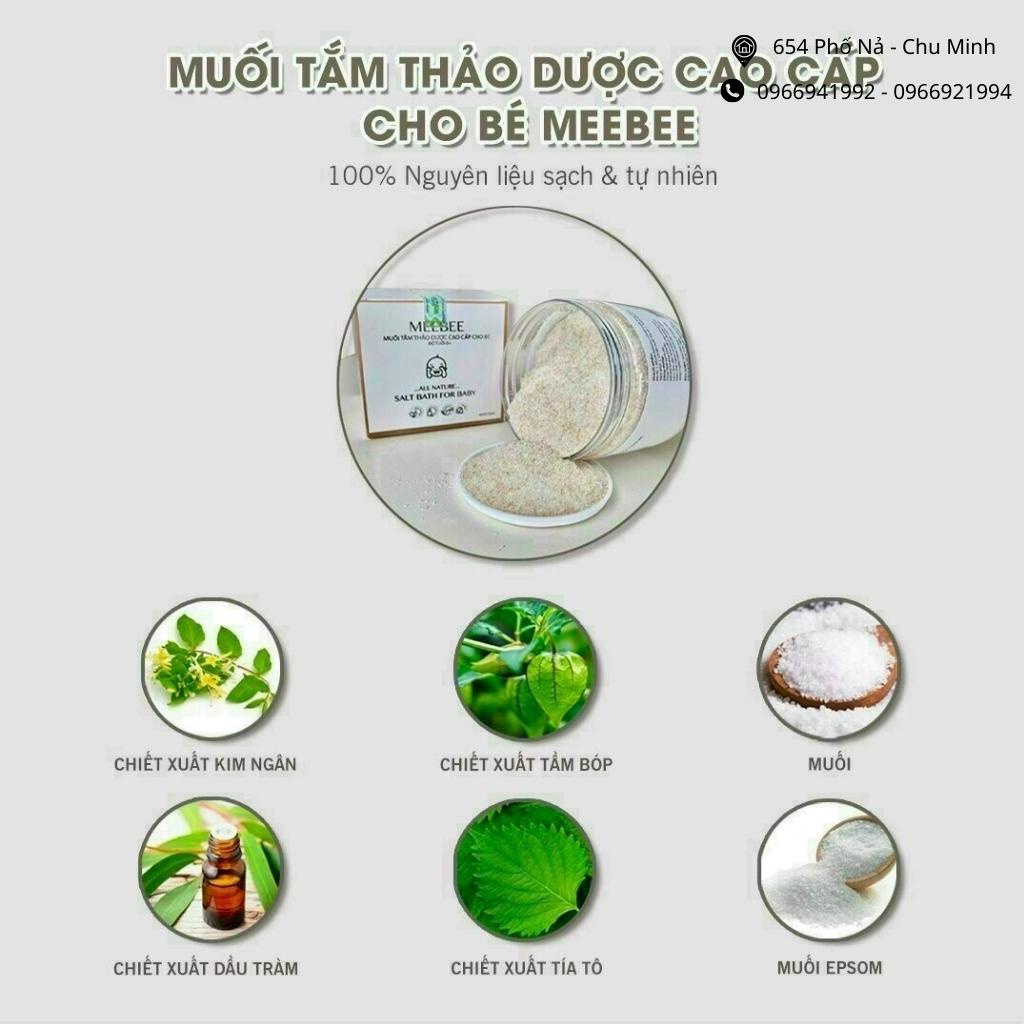 Muối Tắm Thảo Dược MEEBEE Cao Cấp An Toàn Cho Bé Từ Sơ Sinh Tặng Kèm Bông Tắm Hữu Cơ