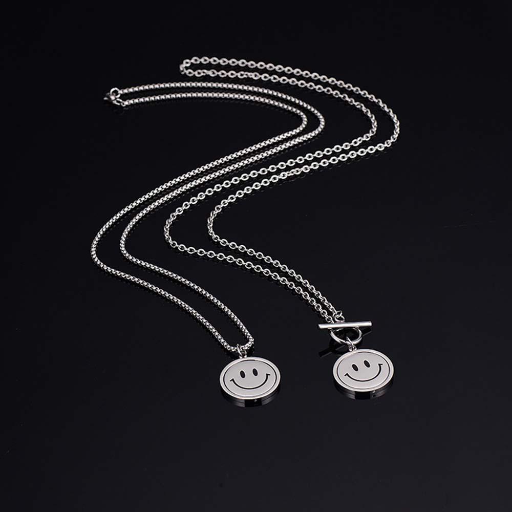 USNOW Dây Chuyền Choker Mặt Tròn In Hình Mặt Cười Phong Cách Harajuku Thời Trang Cho Nam Và Nữ