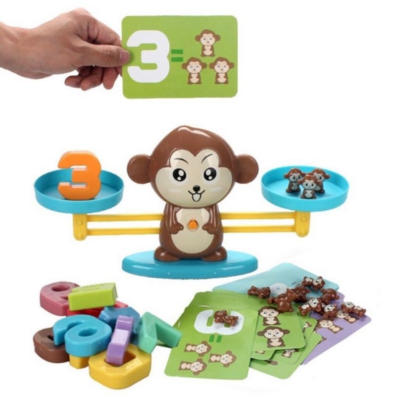 Bộ đồ chơi khỉ toán học cân bằng thông minh Monkey Balance cho bé học đếm, đồ chơi giáo dục, phát triển trí tuệ cho bé