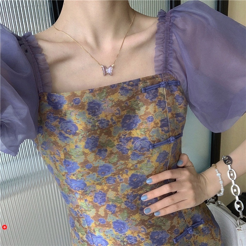 Vòng cổ choker mặt bướm pha lê trong suốt thời trang cho nữ